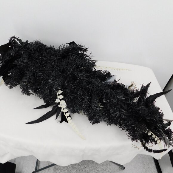 Ashland Halloween Teardrop Swag Wreath Haunted Home Gold Skull Black Gray Roses - Picture 5 of 10